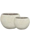 PTMD Bloempot Javier Bowl Grijs Keramiek Rond Set van 2