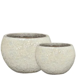 PTMD Bloempot Javier Bowl Grijs Keramiek Rond Set van 2