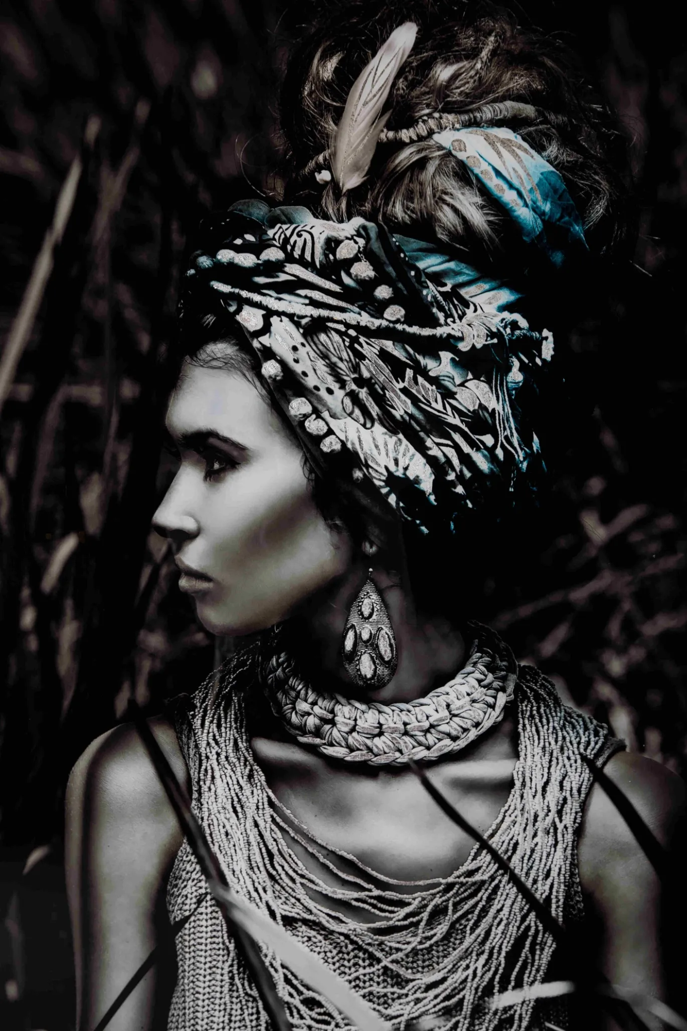 PTMD Glasschilderij Melani Black & White Woman