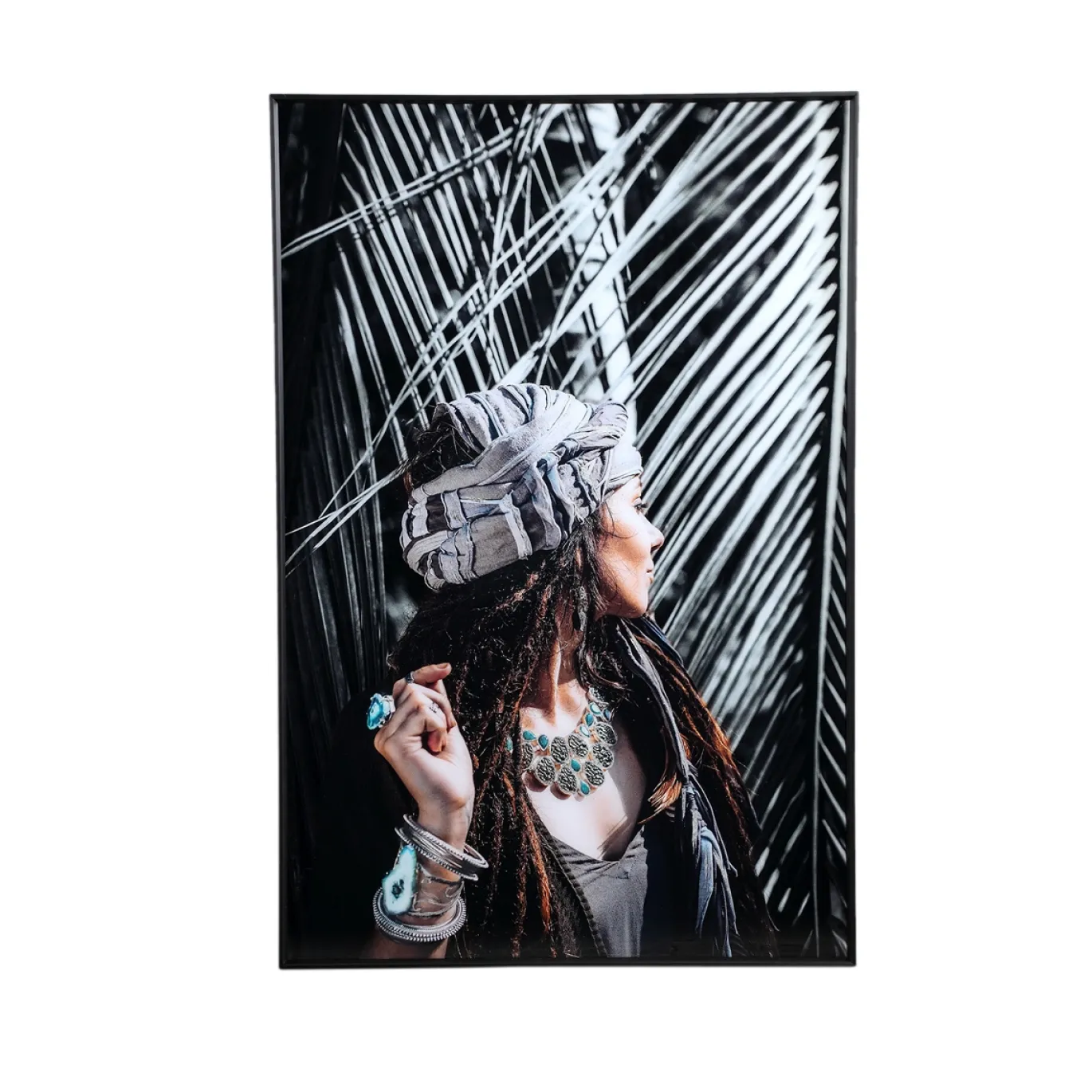 PTMD Glasschilderij Melani Woman At Palm Tree