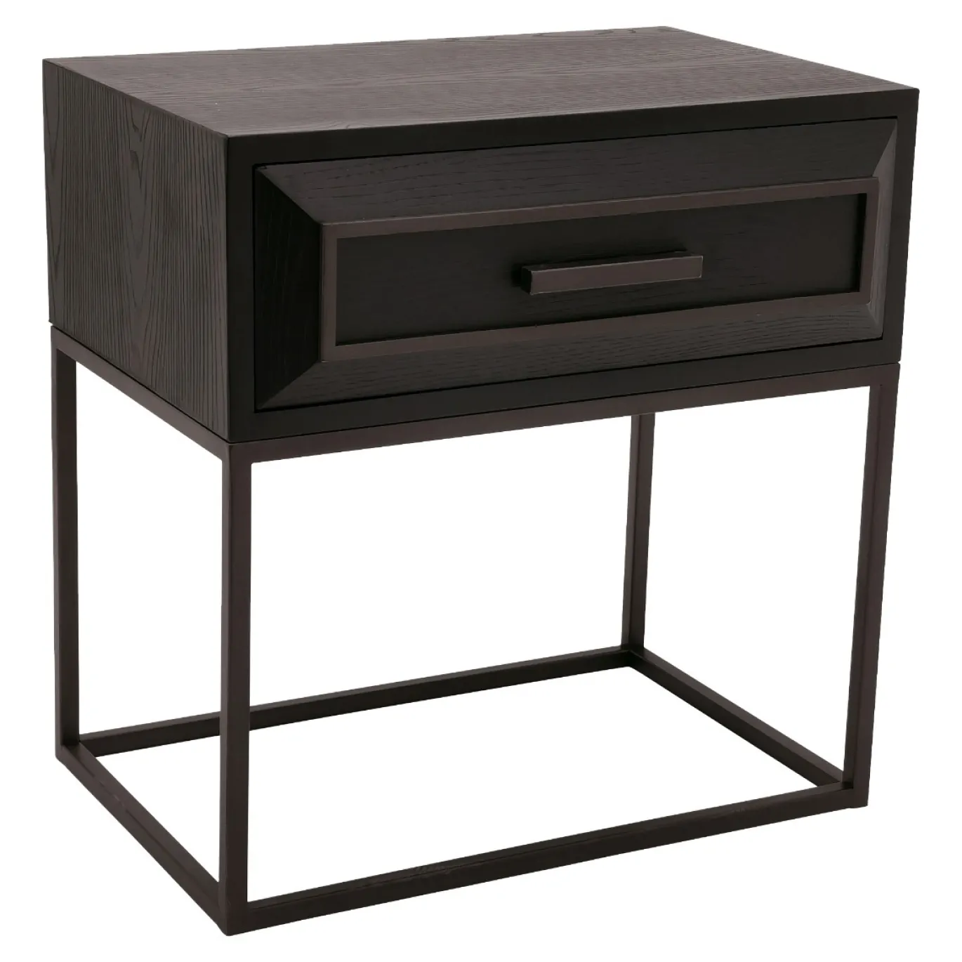 PTMD Nachtkastje Lixly Zwart Wood Iron Frame Bedside