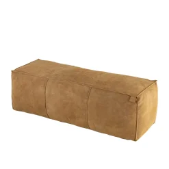 PTMD Poef Marieke Camel Suede Leer Rechthoek