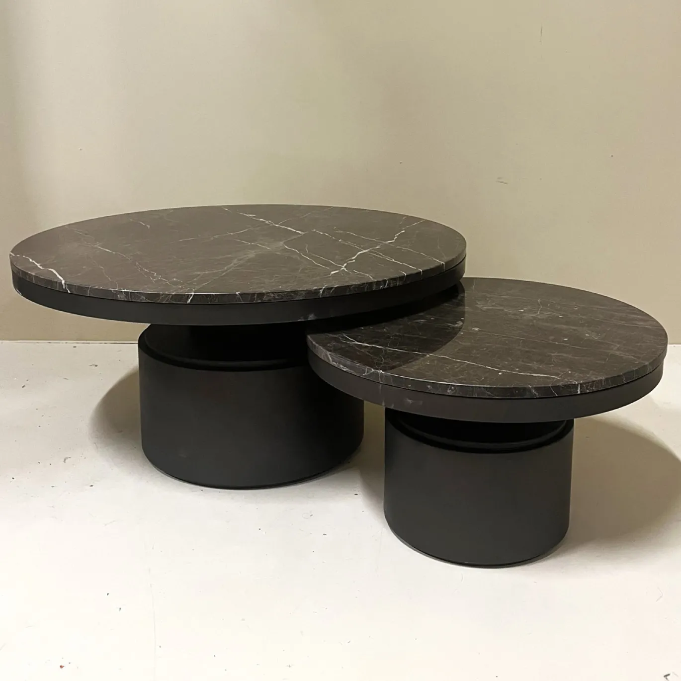 PTMD Salontafel Bregt High Marmer Bruin/donkergrijs Ø60cm