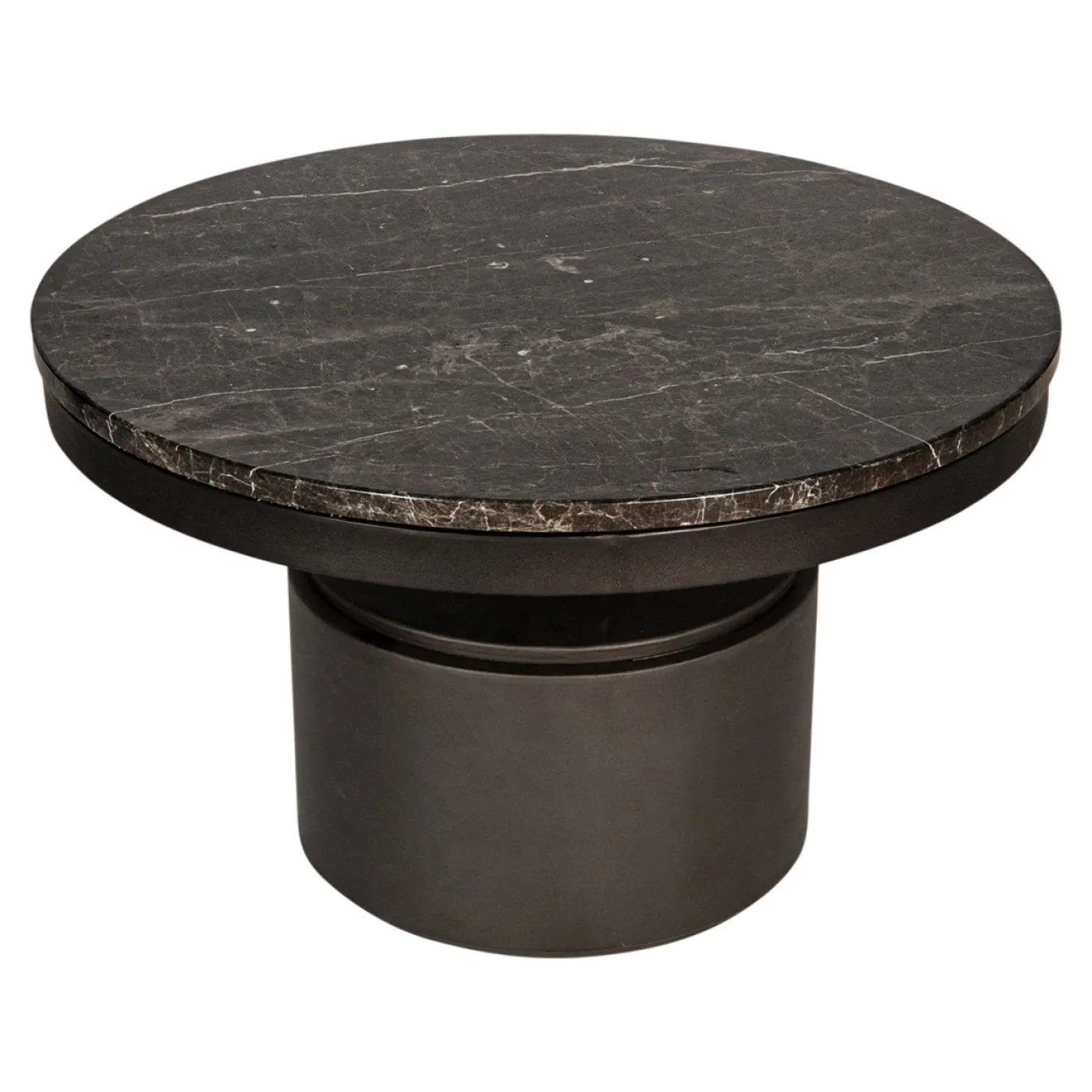 PTMD Salontafel Bregt High Marmer Bruin/donkergrijs Ø60cm