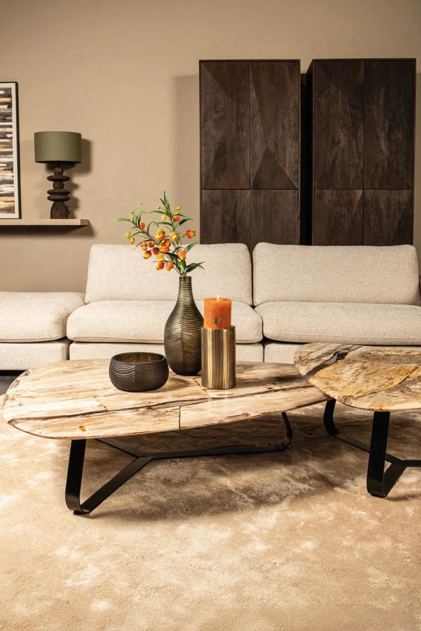 PTMD Salontafel Deeba Versteend Hout 130cm