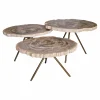 PTMD Salontafel New Khine Versteend Hout Brass Set van 3