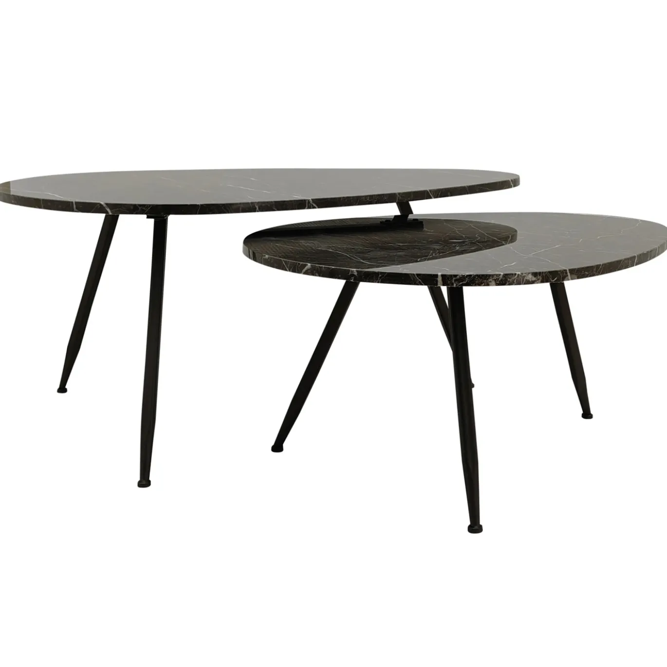 PTMD Salontafel Veria Bruin Marmer Set van 2