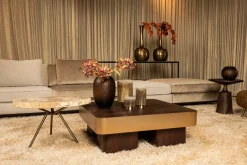 PTMD Salontafel Warren Donkerbruin/Goud 90x90cm