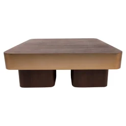 PTMD Salontafel Warren Donkerbruin/Goud 90x90cm