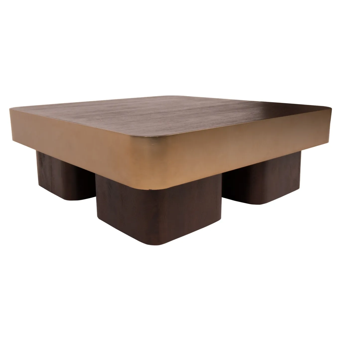 PTMD Salontafel Warren Donkerbruin/Goud 90x90cm