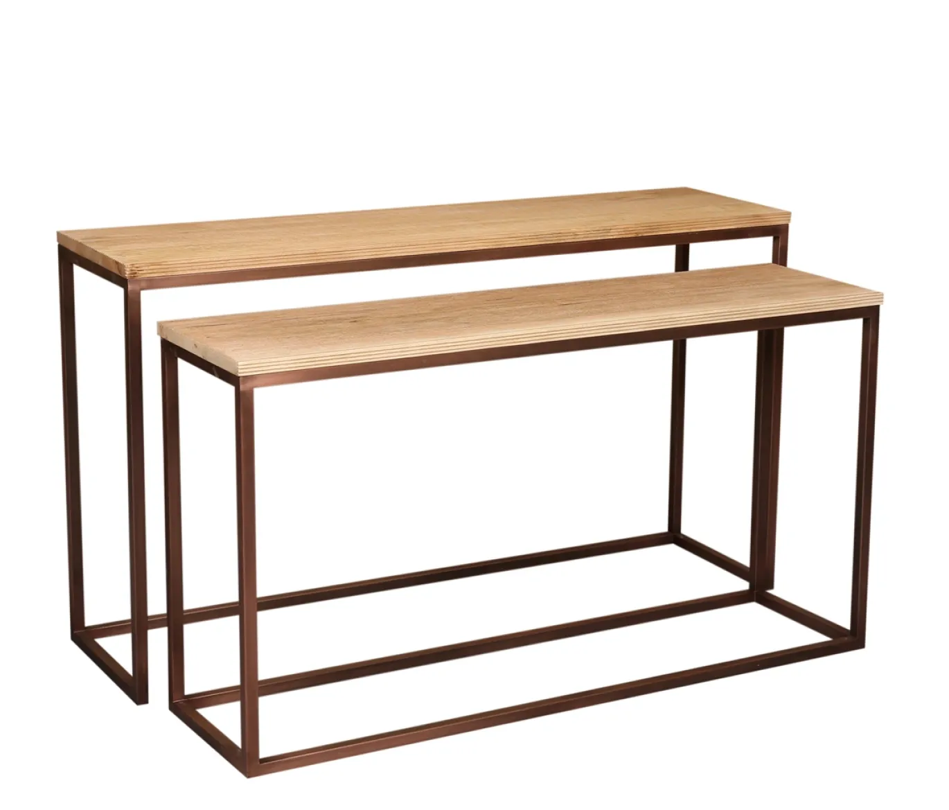 PTMD Sidetable Zoah Naturel/Koper Set van 2