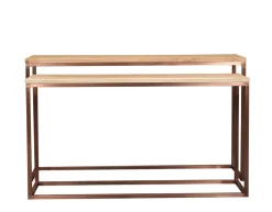 PTMD Sidetable Zoah Naturel/Koper Set van 2