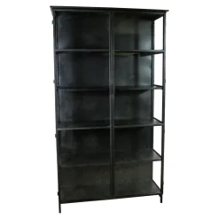 PTMD Vitrinekast Elina Glas Zwart Iron Frame 2-Deurs