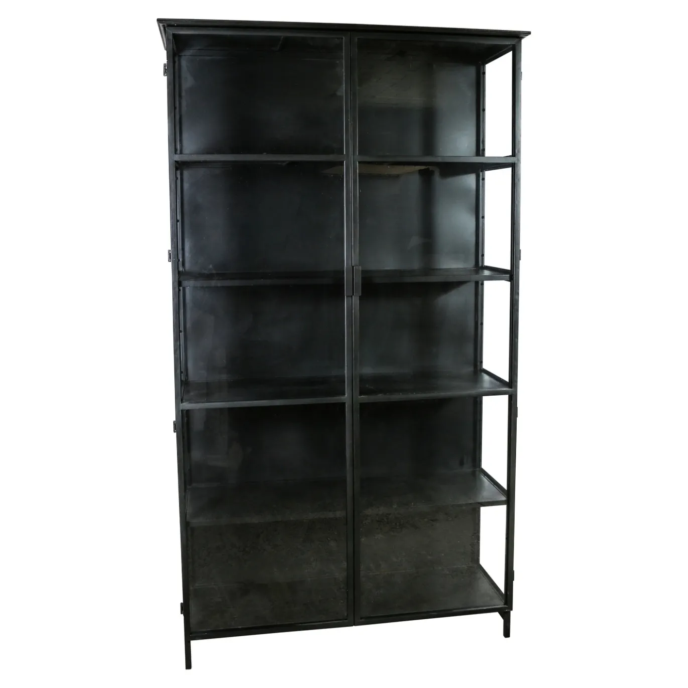 PTMD Vitrinekast Elina Glas Zwart Iron Frame 2-Deurs
