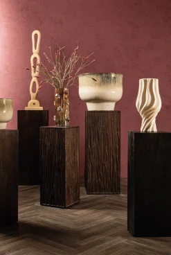 PTMD Zuil Riko Bruin Wavy Carved Set van 2