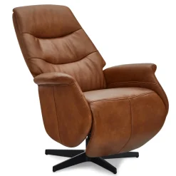 Relaxfauteuil Delta Tan Leer/Zwart - Giga Meubel