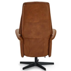 Relaxfauteuil Delta Tan Leer/Zwart - Giga Meubel