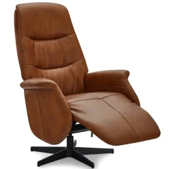 Relaxfauteuil Delta Tan Leer/Zwart - Giga Meubel