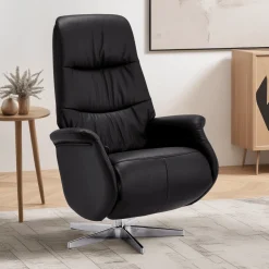 Relaxfauteuil Delta Zwart Leer - Giga Meubel