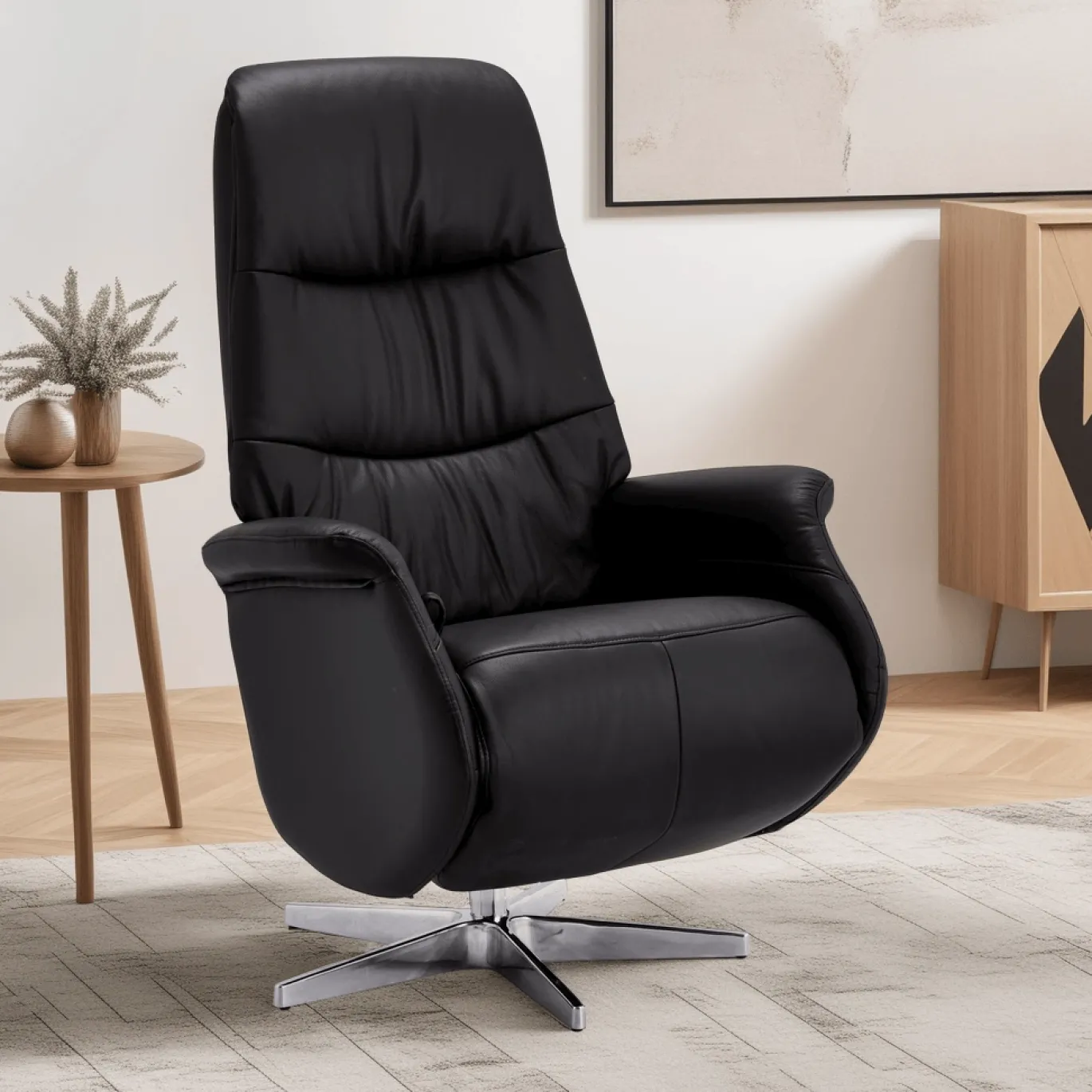 Relaxfauteuil Delta Zwart Leer - Giga Meubel