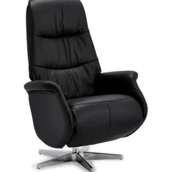 Relaxfauteuil Delta Zwart Leer - Giga Meubel