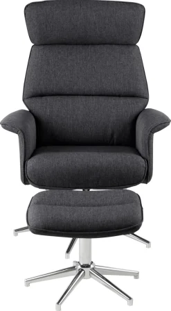 Relaxfauteuil Met Voetenbankje Skjern Donkergrijs Calmeo - Giga Living