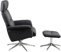 Relaxfauteuil Met Voetenbankje Skjern Donkergrijs Calmeo - Giga Living