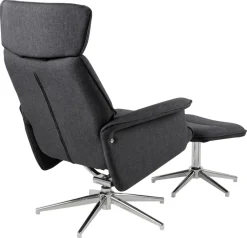 Relaxfauteuil Met Voetenbankje Skjern Donkergrijs Calmeo - Giga Living