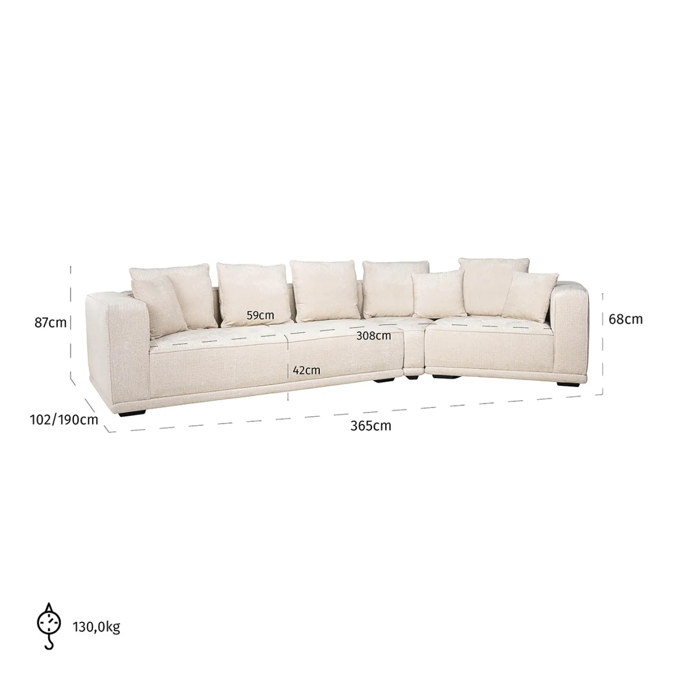 Richmond Bank Lusso 4-zits Beige Chenille
