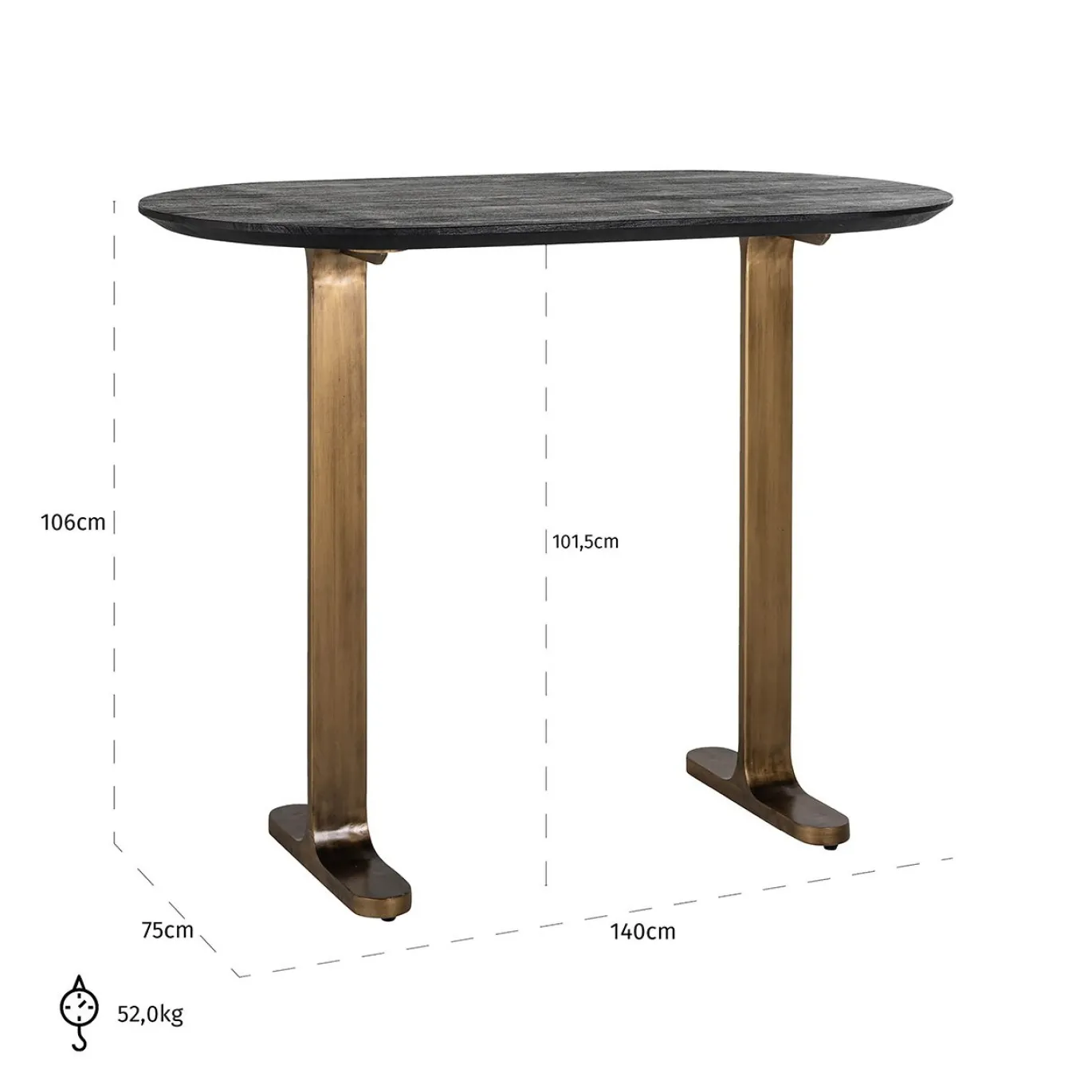 Richmond Bartafel Revelin Ovaal Zwart Mangohout 140cm