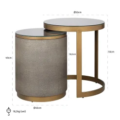 Richmond Bijzettafel Bloomville Met Glas Set Van 2 Goud
