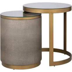 Richmond Bijzettafel Bloomville Met Glas Set Van 2 Goud