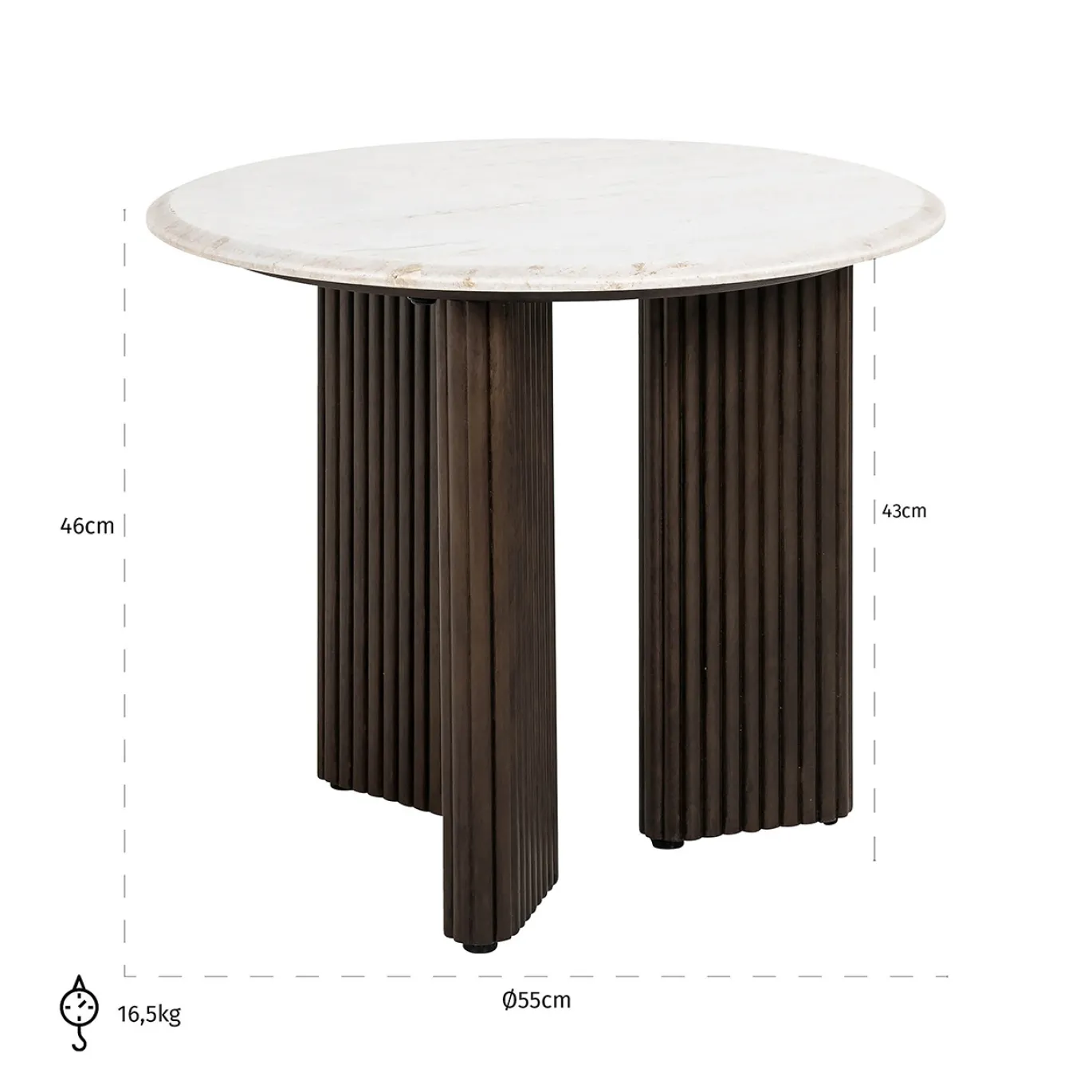 Richmond Bijzettafel Mayfield Marmer Wit Ø55cm