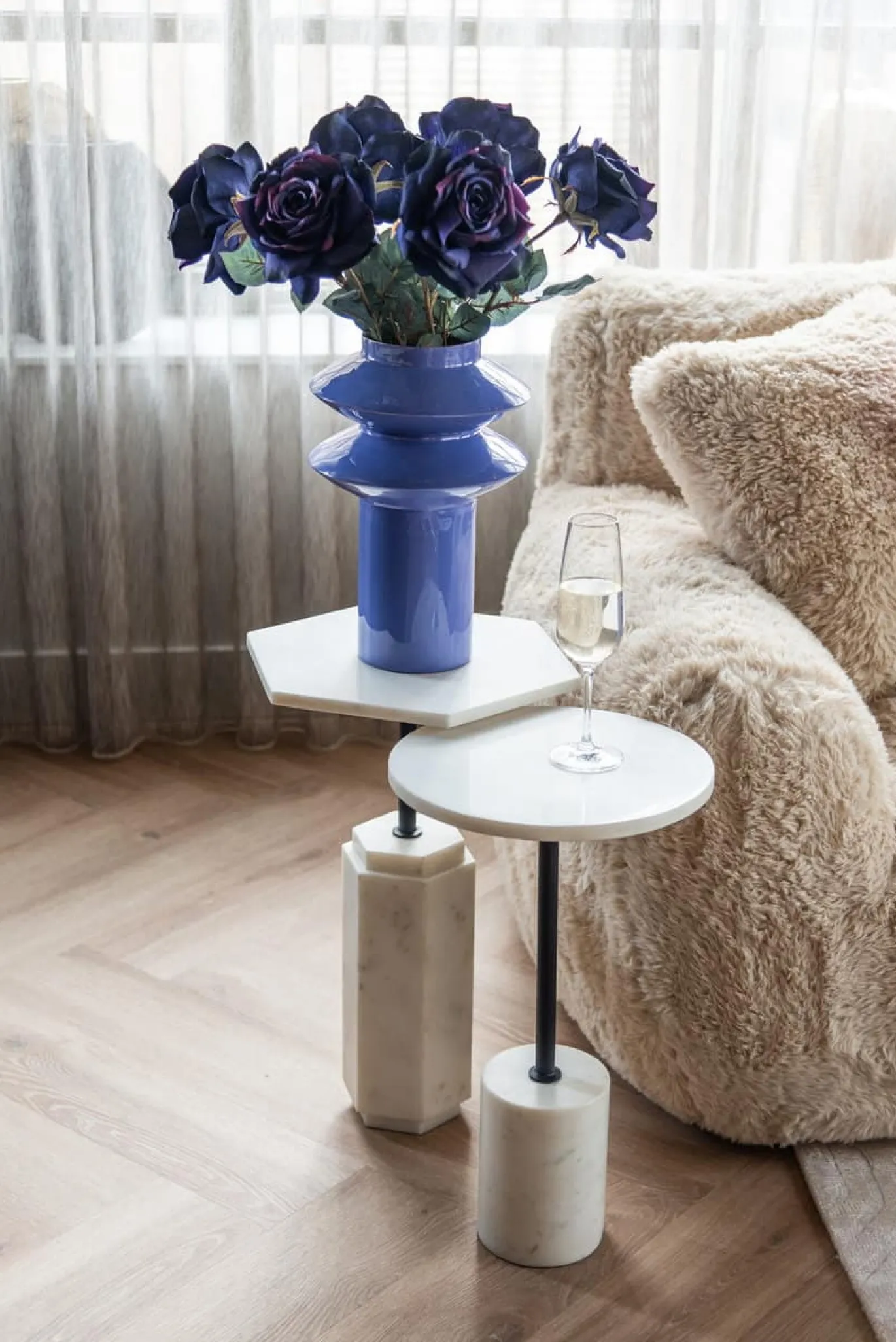 Richmond Bijzettafel Misty Wit Ø30cm