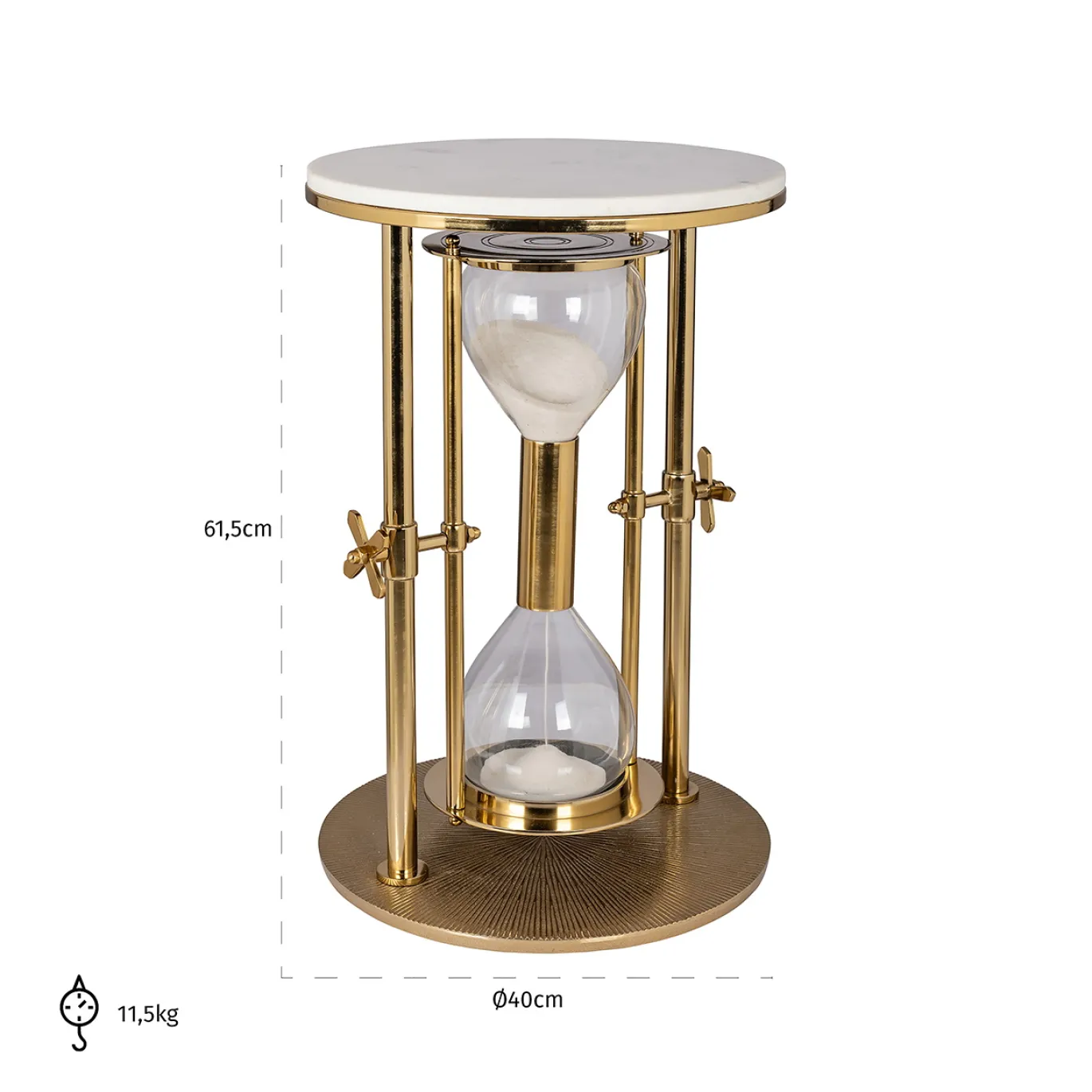 Richmond Bijzettafel Tempus Wit/Goud Marmer