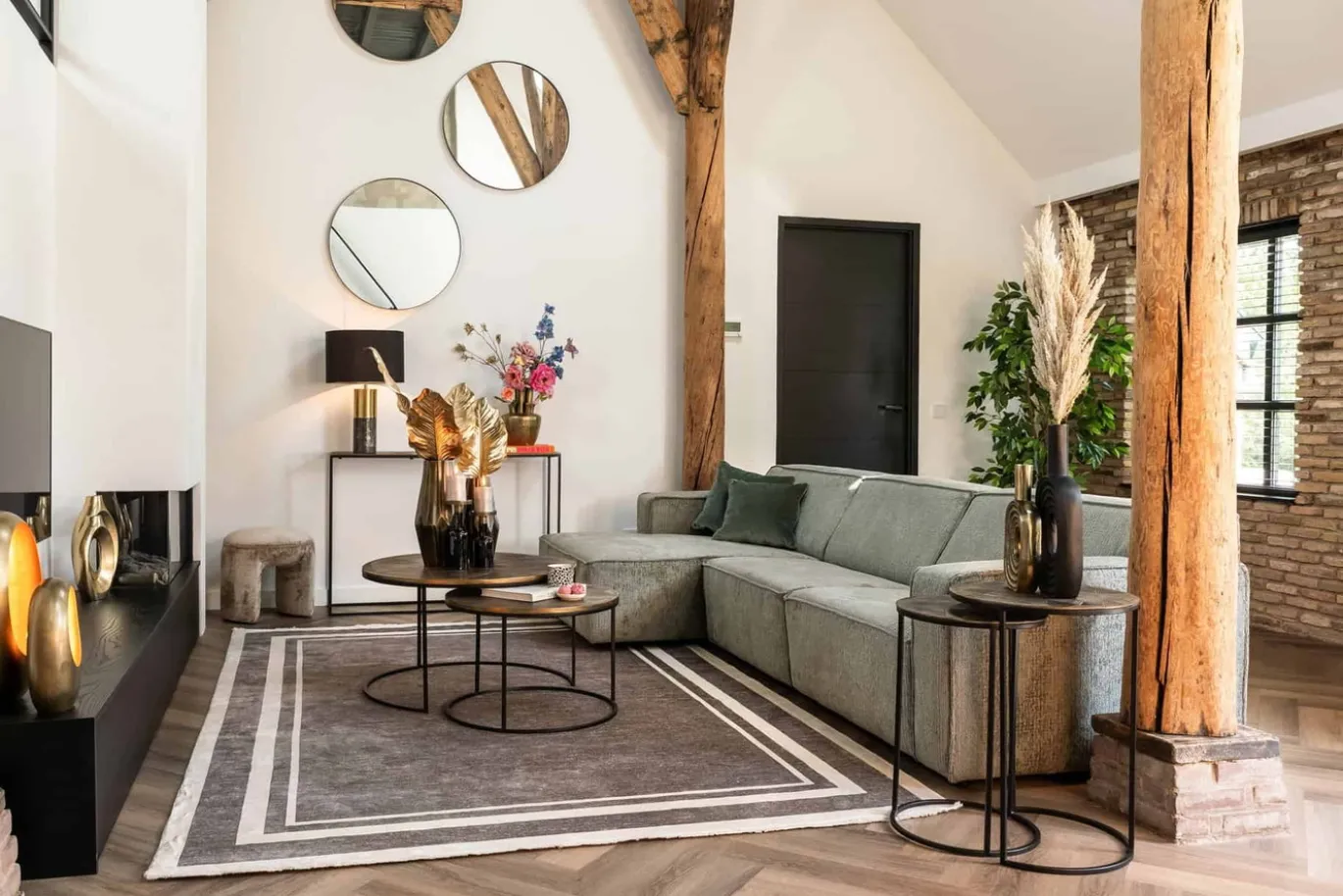 Richmond Bijzettafel Tulum Set Van 2 Brushed Goud