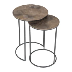 Richmond Bijzettafel Tulum Set Van 2 Brushed Goud