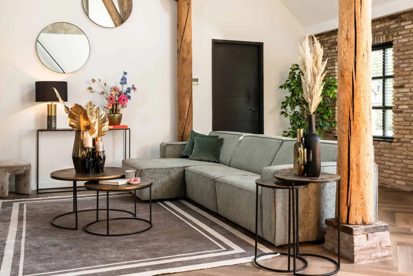 Richmond Bijzettafel Tulum Set Van 2 Brushed Goud