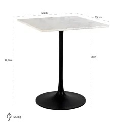 Richmond Bistrotafel Carlten Marmer Wit Vierkant 65x65cm