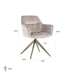 Richmond Draaistoel Aline Velvet Khaki