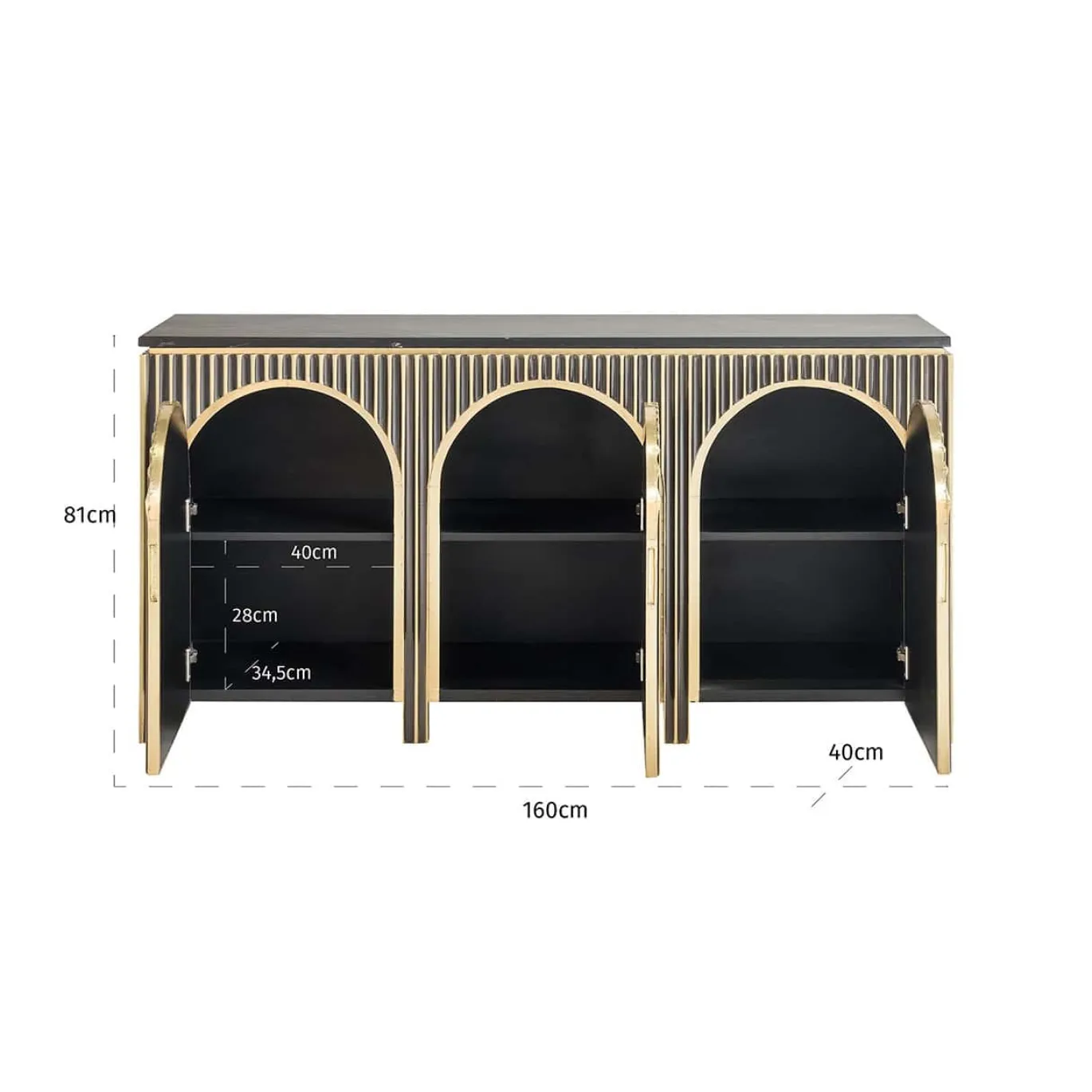 Richmond Dressoir Les Arcs Brass 160cm