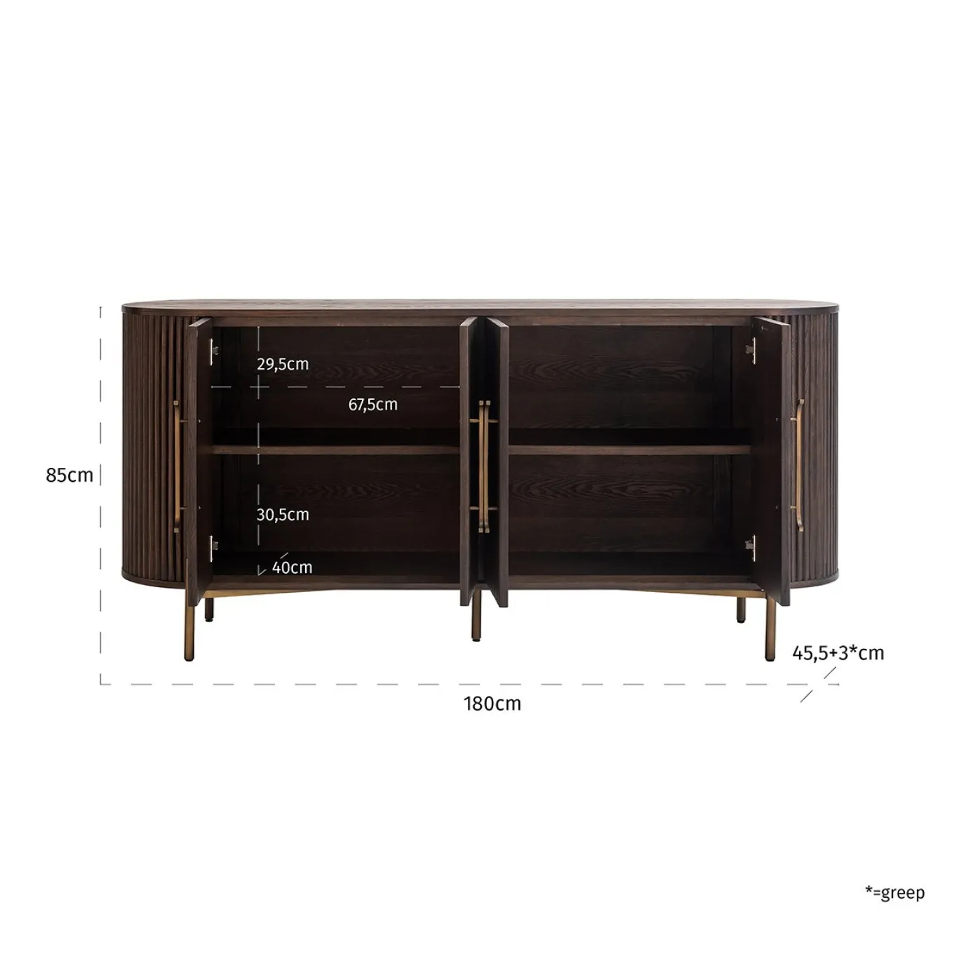 Richmond Dressoir Luxor 4-Deurs Bruin