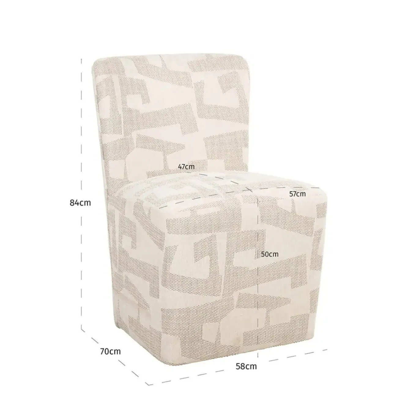 Richmond Eetkamerstoel Lorain Beige Graffic met Wieltjes
