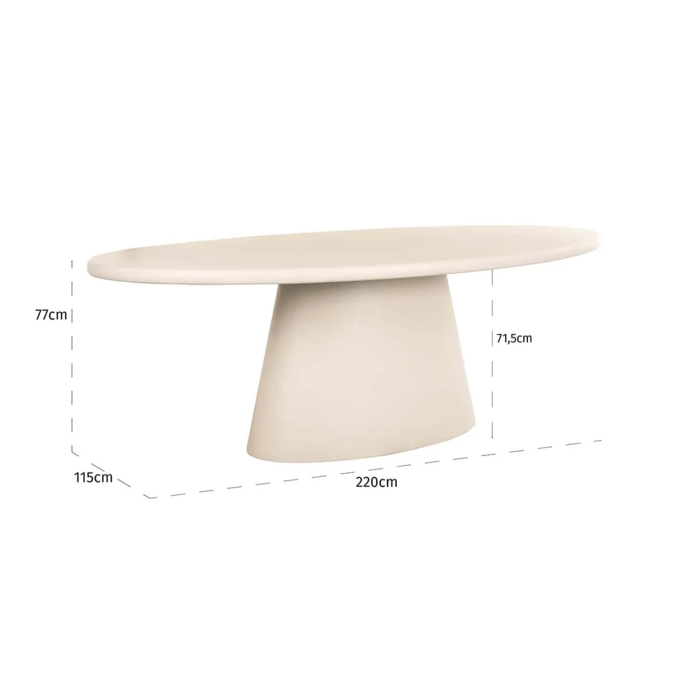 Richmond Eettafel Clayton Ovaal Beige 220cm