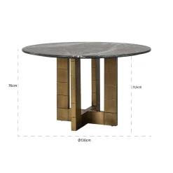 Richmond Eettafel Collada Marmer Zwart/Goud Ø130cm