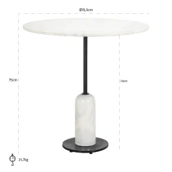 Richmond Eettafel Jagger Marmer Wit Ø76cm