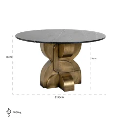 Richmond Eettafel Maddox Marmer Zwart/Goud Ø130cm