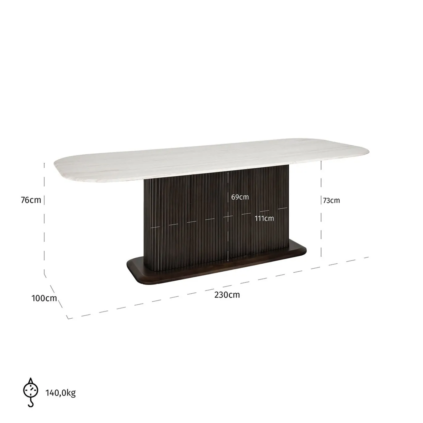 Richmond Eettafel Mayfield Marmer Wit 230cm