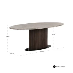 Richmond Eettafel Rasford Donkerbruin Ovaal 200cm