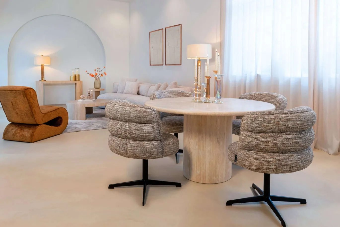 Richmond Eettafel Renaissance Beige Travertin Ø130cm